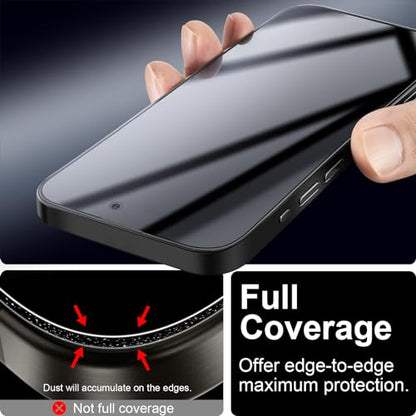 TECHO Privacy Screen Protector for iPhone 16 Plus/iPhone 15 Plus Tempered Glass Film, Full Coverage Edge to Edge, Anti Spy Private, 9H Hardness, 2 Pack, 6.7 Inch