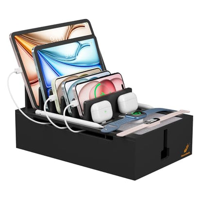 Pezin & Hulin Bamboo Charging Station-Black, (No USB Charger and Cables) - color: Black, size: Dock (No Charger&Cables)