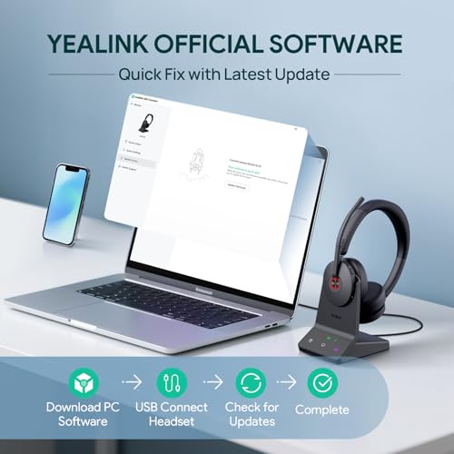 Yealink WH68 Wireless Headsets with 6 Mics for Work Active Noise Cancelling - style: WH68 UC