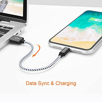 CableCreation 3Pack Short iPhone Charging Cable 6 Inch/0.5FT, MFi Certified - color: Black&White