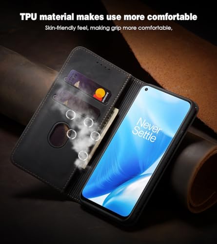 Asuwish Flip Wallet Phone Case for OnePlus Nord N200 5G with Screen Protector Magnetic Closure Folio Cover Credit Card Holder Slot Stand One Plus N 200 G5 1 Plus 200N 1plus One+ 1+ N2005G 2021 Black - color: Black