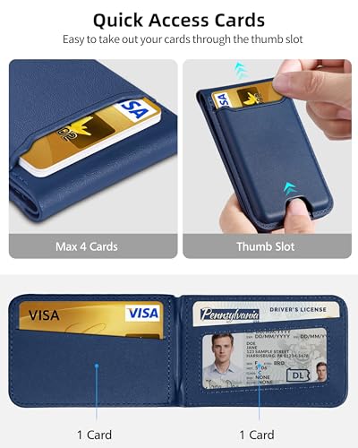 For Magsafe Wallet Stand, 6 Cards Holder, RFID Blocking | Strongest Magnetic Wallet for iPhone 17/16/15/14/13/12 Series, Magnetic Card Holder, ID Window, Vegan Leather, Navy Blue - color: Navy Blue