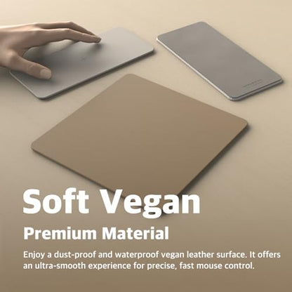 POUT H3 SplitMax 3-in-1 Wireless Charging Mouse Pad – Fast Qi Charger, Mousepad Mat, and Magnetic Tray Organizer – Compatible with Smartphones and Earbuds (Palette Cream)