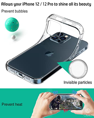 ONES for iPhone 12/12 Pro Case Clear Slim Soft TPU Silicone Cover Military Drop Protective Thin Phone Bumper Case with Shockproof Airbags, Yellowing Resistant, Transparent - color: HD High Transparency, size: iPhone 12Pro / 12