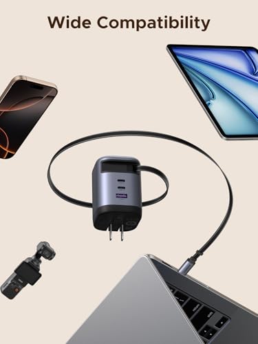 UGREEN Nexode 100W Retractable Charger Block, 4 in 1 Fast Charging Adapter