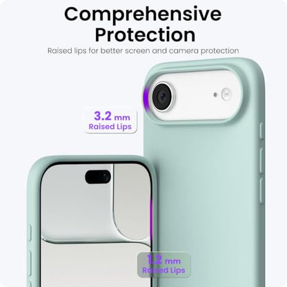 ORNARTO for iPhone Air Case 6.5", Slim Liquid Silicone 3 Layers Soft Gel Rubber Shockproof Protective Cover with Anti-Scratch Microfiber Lining-Mint Green - color: Mint Green