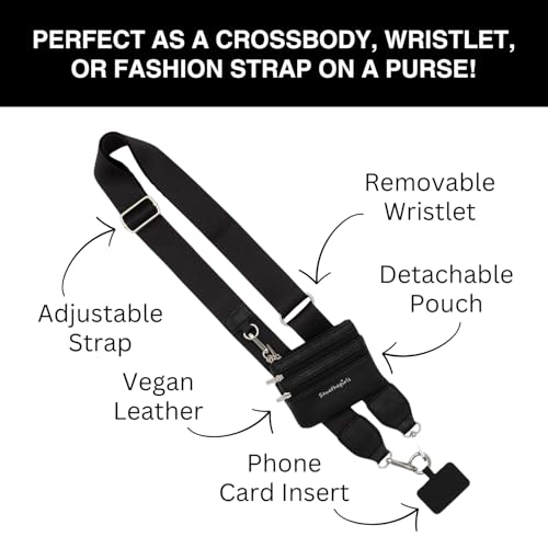 Save the Girls Clip & Go Phone Lanyard Crossbody Strap with Wallet, Black - color: Black - Black Pouch