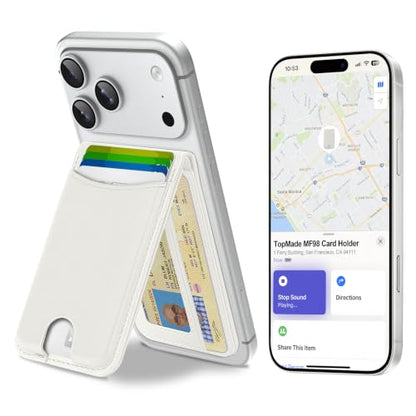 TopMade for MagSafe Wallet Works with Find My, Strongest Magnetic Wallet - color: White