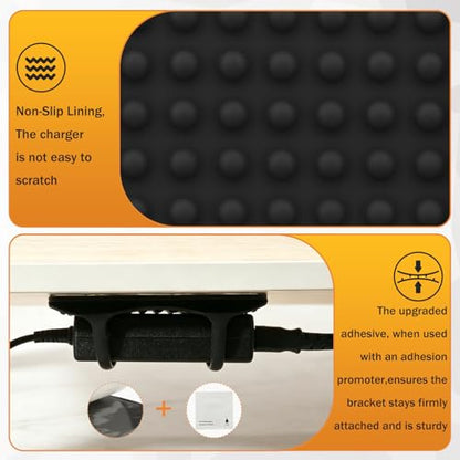 2 PACK Laptop Charger Holder Under Desk Power Brick Mount with Adhesive - size: 2pcs