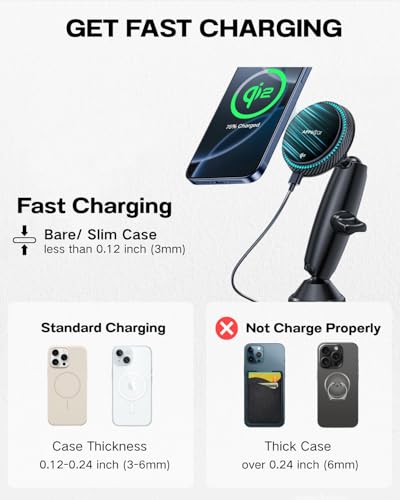 APPS2Car Upgraded for QI2 MagSafe Cup Holder Phone Holder Charger