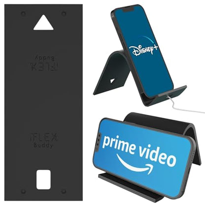 iFLEX Buddy Cell Phone and Tablet Stand Companion - Ideal for Air Travel, Work, and Home Use - Flexible Holder for All Mobile Devices - The Ultimate iPhone Cell Phone Stand Solution - color: Onyx
