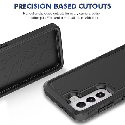 for Samsung Galaxy S21 Case: Dual Layer Protective Heavy Duty Cell Phone Cover Shockproof Rugged with Screen Protector - Military Protection Bumper Tough - Samsung Galaxy S21 5G 2021, 6.2 inch, Black - color: Black (PC) + Black (TPU)