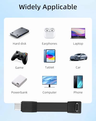 80Gbps Short USB 4 Flat Cable,USB C Fast Charging Cable,PD 240W 90 Degree USB Type C Male to USB Type C Male Charging Cable,8K@60Hz Video Display for Phone,Tablets,Laptops(0.21FT/67MM) - style: male to male