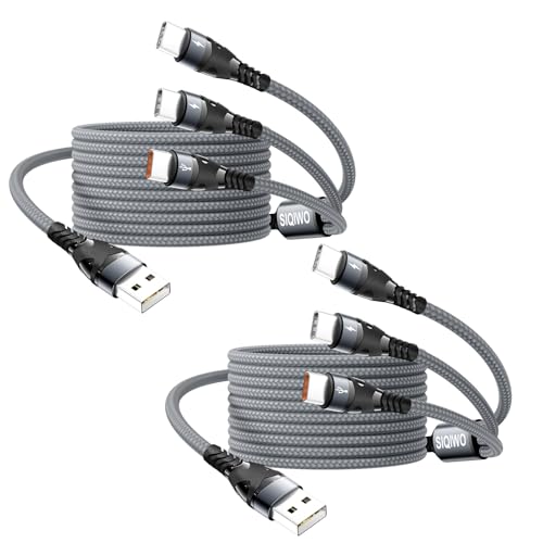 SIQIWO USB C Splitter Multi Charger Cable, QC 3.0 Fast Charging [4Ft/2Pack]