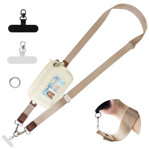 FUVLIFE Clip and Go Strap for Phone with Wallet Crossbody Lanyard (Beige) - color: Beige