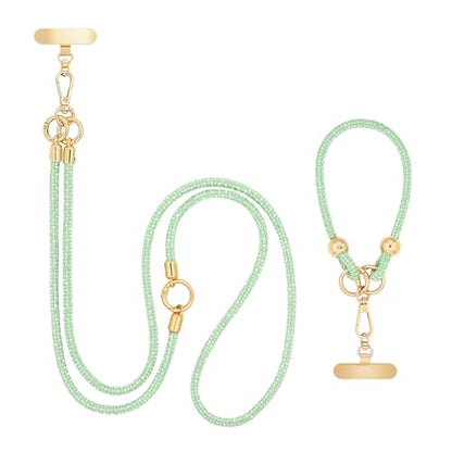 Crystal Phone Lanyard Crossbody and Wrist Strap Lanyard Rhinestone Anti-Theft Phone Strap Phone Neck Strap for Women - color: Light Green