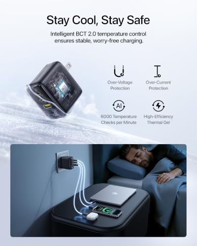 Baseus Enerfill 70W USB C Charger, Fast Charging Block with Foldable Plug