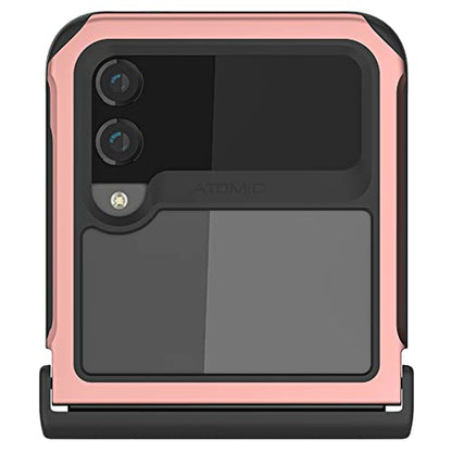 Ghostek Atomic Slim Galaxy Z Flip 4 Case - Clear Back with Pink Aluminum Metal Bumper, Shockproof & Dual-Layer Protective Phone Case, Phone Cover Designed for 2022 Samsung Z Flip 4 5G (6.7") (Pink) - color: Pink, size: Galaxy Z Flip 4