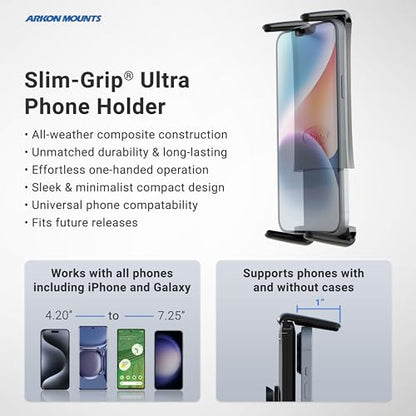 ARKON Mounts Slim-Grip Ultra Windshield Car Phone Mount | Universal Fit Phone Holder | Strong Suction Hold | Arm Extends for Long Dashboards | Compatible with iPhone, iPad Mini, Galaxy, and more