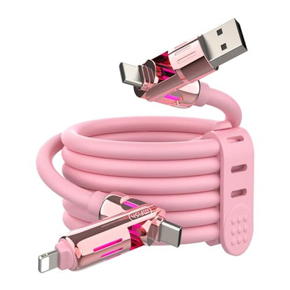 MFish 240W 4-in-1 Fast Charging Cable, Pink, 6.6FT - color: Pink, size: 6.6FT