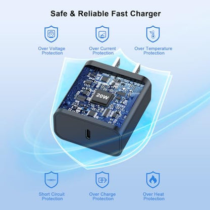 iPhone 17 16 15 Charger Fast Charging 10FT, 20W USB C Charger Block & Cable - color: Black