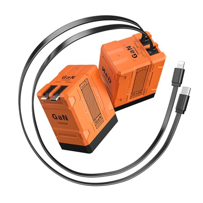 2 in 1 Retractable Gan Wall Charger with Dual Cables, Fast Charging 45W Retractable Phone Charger Wall Plug with 2 Charging Cable, USB C Chargers Block for iPhone 17 16 15 14 13, LG,Pixel - color: Orange