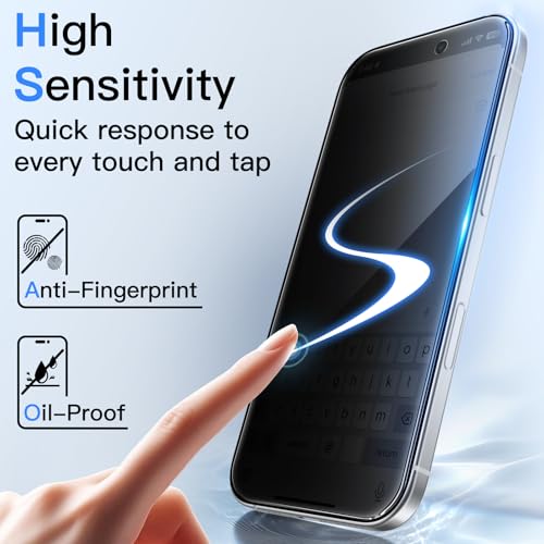 JETech Privacy Screen Protector for iPhone 16 Pro, 2-Pack - size: iPhone 16 Pro