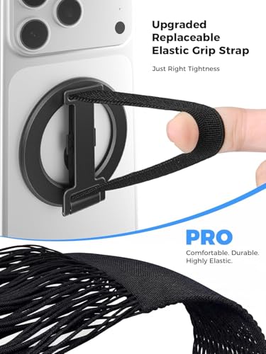SUPERONE for MagSafe Phone Grip with Soft Finger Strap & Magnetic Kickstand - color: Black