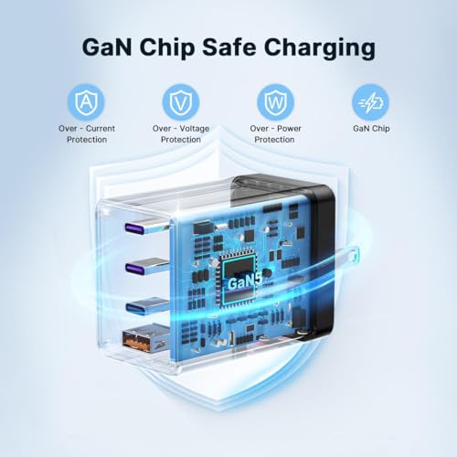 200W USB C Charger Block, Foldable 4-Port GaN5 Super Fast Charger USB C - color: Black, size: 1 Pack