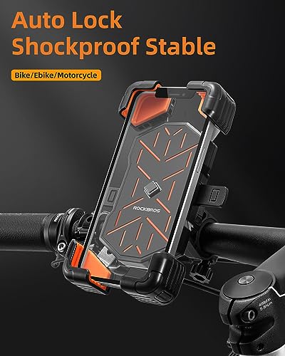 ROCKBROS Bike Phone Holder, Quick Release Handlebar Mount 360° Rotation - color: Black