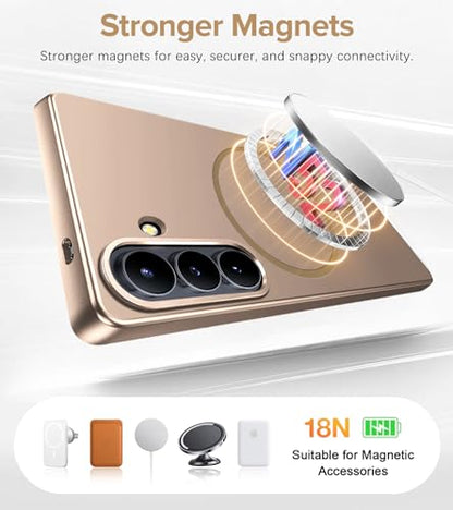 Ultra Thin Case for Samsung Galaxy S26, Silky Touch Anti-Fingerprint, Slim Hard PC Matte Cover Compatible with Mag-Safe Anti-Scratch Shockproof Protective Cases for Samsung S26 5G (Gold) - color: Gold