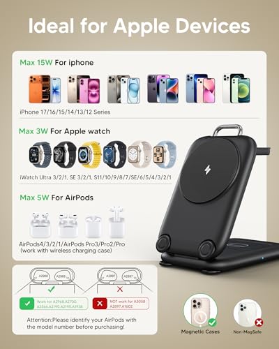 Mukiya PaktVault Traveling Fast Wireless Charging Station for iPhone Duo - color: Black