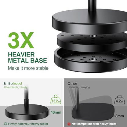 elitehood Diagonal Design iPad Floor Stand for Bed with Heavy Duty Base - style: Corner-Clamp Tablet Holder