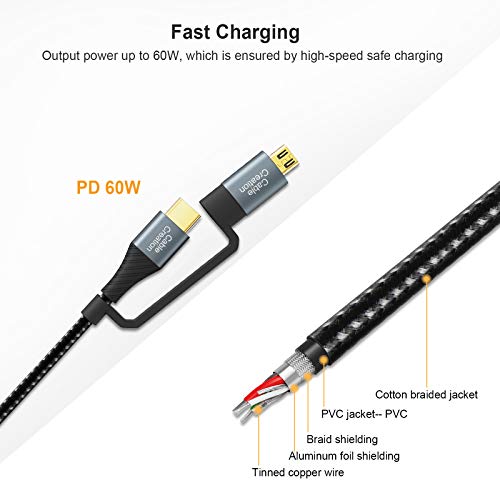 4 in 1 USB A +USB C to USBC + Micro B Multiple Charging Cable 6.6FT