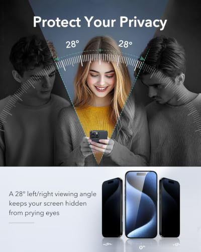 ESR 3 Pack for iPhone 15 Pro Max Privacy Screen Protector, Classic - size: iPhone 15 Pro Max 6.7 inch