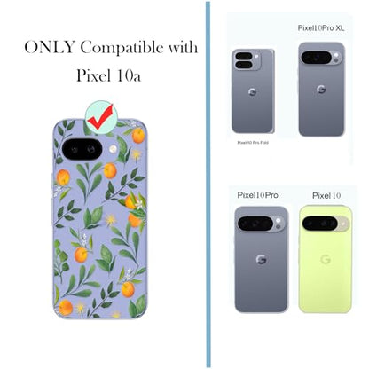 Unov for Pixel 10a Case, Clear with Design, Slim Fit Good Grip, Embossed Phone Case, Shockproof Protective Cover, Raised Camera Protection, Soft TPU, Citrus Flavors - color: Citrus Flavors