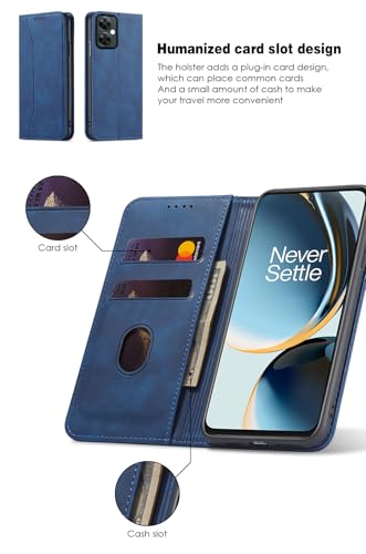 Asuwish Flip Wallet Phone Case for OnePlus Nord N30 5G/CE 3 Lite with Tempered Glass Screen Protector Magnetic Closure Folio Cover Credit Card Holder Slot Stand Oppo K11x/One Plus 1 1+ N 30/CE3 Blue - color: Blue