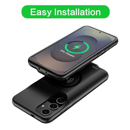 Wireless Charging Case for Galaxy S25, 2025 Upgraded 10000mAh Rechargeable Portable Charging Case Compatible with Galaxy S25 5G (6.2 inch) with Carplay Extended Battery Pack Charger Power Case (Black) - size: Galaxy S25