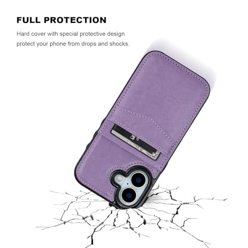 KIHUWEY for iPhone 17 Wallet Case Card Holder Kickstand, Purple | Credit Card Slots, PU Leather, Magnetic Clasp, Flip Heavy Duty Protection Cover for Men and Women - color: Purple