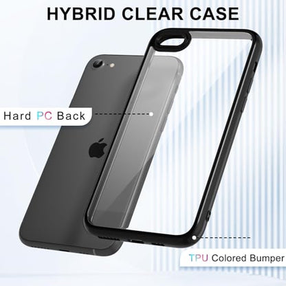 LoeoeL for iPhone SE 2022/2020/ 7/8 Case Clear, Transparent Hybrid SE Phone Case [Hard Plastic & Soft Silicone Bumper] Acrylic Non Yellowing Thin Slim Protective Cover, Black - color: Black, size: SE / 7 / 8