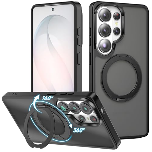 Cresee Case for Samsung Galaxy S26 Ultra, 360° Magnetic Ring Stand Compatible with Magsafe, Matte Translucent Hard Back + TPU Bumper Shockproof Phone Cover with Magnets for S26 Ultra - Black Frost - color: Black Frost, size: Galaxy S26 Ultra