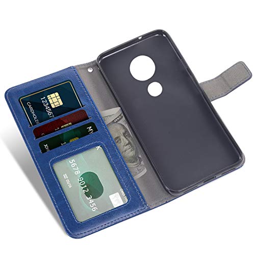 Asuwish Compatible with Moto E5 Plus E 5 Supra Wallet Case Tempered Glass Screen Protector and Flip Card Holder Stand Accessories Phone Cases for Motorola E5+ MotoE5plus 5E 5th Generation E5plus Blue