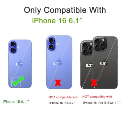 Wallet Case Compatible with iPhone 16 6.1", Slim Protective Case with Card Holder,Premium PU Leather Kickstand Card Slots Case with Double Magnetic Clasp-Deepblue - color: Deepblue, size: iphone 16 6.1"
