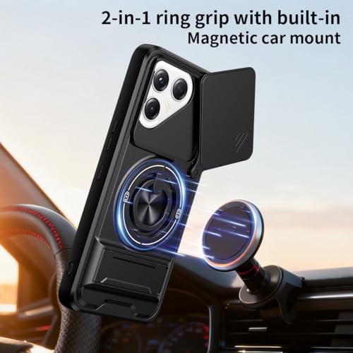 Compatible with Tecno Pova 7 Ultra 5G Case Cover,Compatible with Tecno Pova 7 Ultra 5G with Slide Camera Cover Phone Stand Protective Case Black - color: Black, size: Compatible with Tecno Pova 7 Ultra 5G