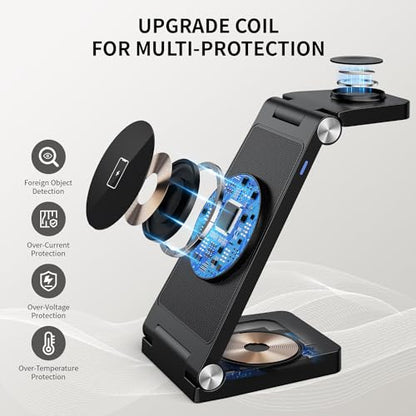 2026 Traveling Wireless Mag-Safe Fast Charging Station - color: Light Blue