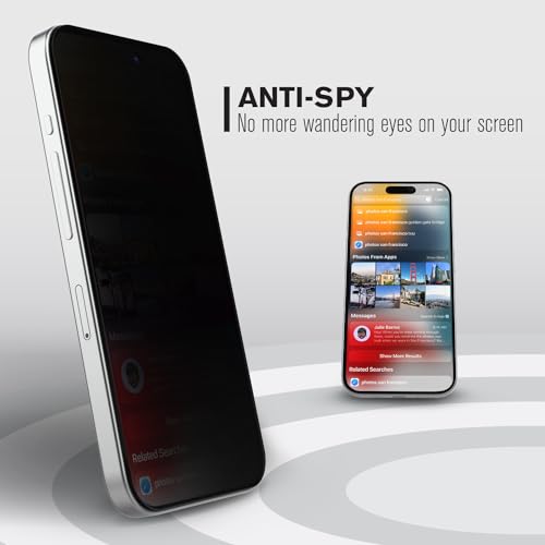 VENA for iPhone 15 Privacy Tempered Glass Screen Protector - 3 Pack - color: Privacy