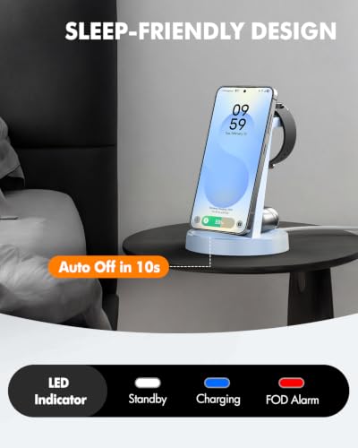 Wireless Charger for Samsung, 3-in-1 Android Charging Station - color: Blue