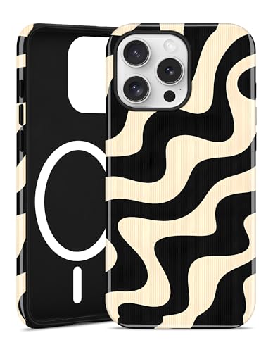 Jusy Magnetic Zebra Phone Case for iPhone 17 Pro Max,Beige Curve | Compatible with MagSafe, Cute Aesthetic Zebra Design, TPU and PC Protective Shockproof Cover - color: Beige Curve