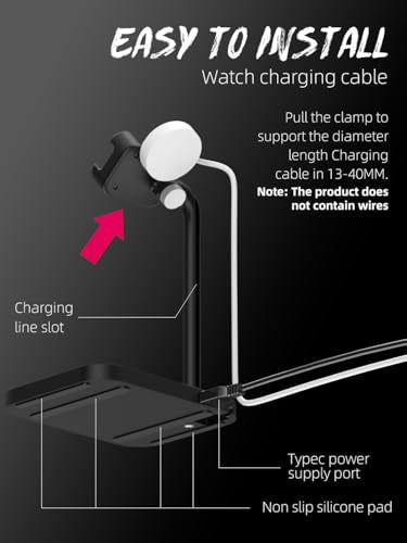 2 in 1 Universal Wireless Charging Dock - color: Black Universal Watch Bracket+Wireless charging