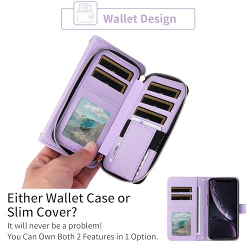 Argyle Wallet Case for iPhone XR 6.1 with Wrist Strap Shoulder Strap Card Slot Zipper Purse PU Leather Stand Phone Cover for iPhoneXR iPhone10R i Phonex 10XR 10R RX CR iPhoneXRcases Purple | Wrist/Shoulder Strap, Card Slot, PU Leather Stand, Phone Cover,